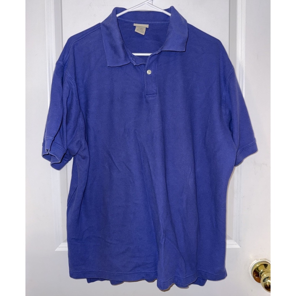 LL Bean Men's Size L Blue Cotton Short‎ Sleeve Polo Shirt